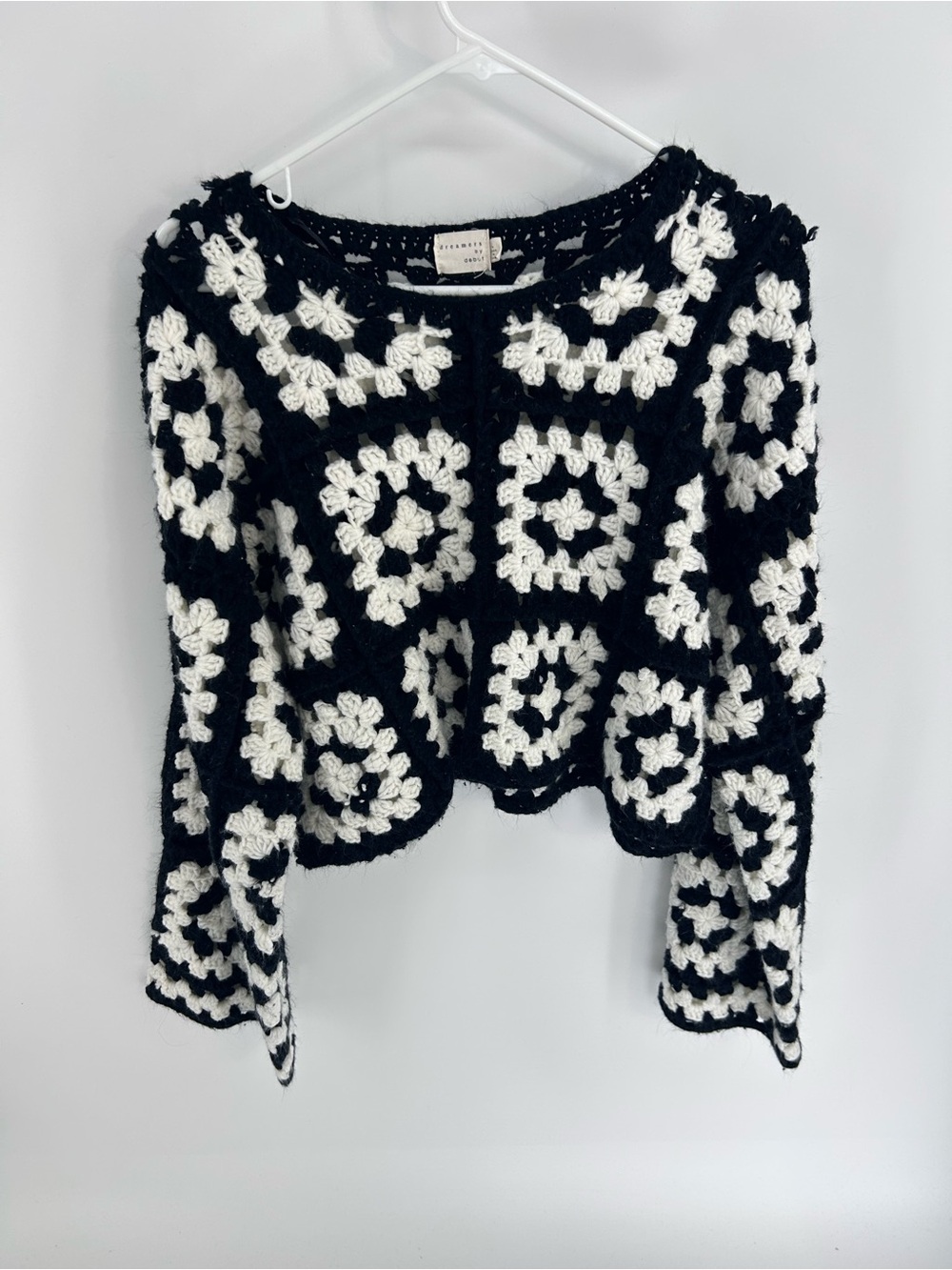 Dreamers by Debut Granny Square Crochet Cropped Sweater - Size large